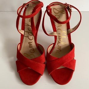 Sam Edelman Red Suede Stiletto Heel Shoes!